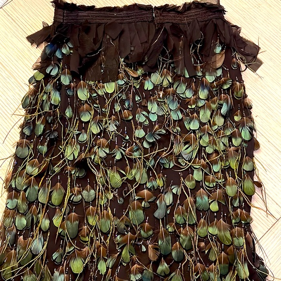 NATURAL PEACOCK FEATHER SKIRT. Hand Made - Picture 2 of 9